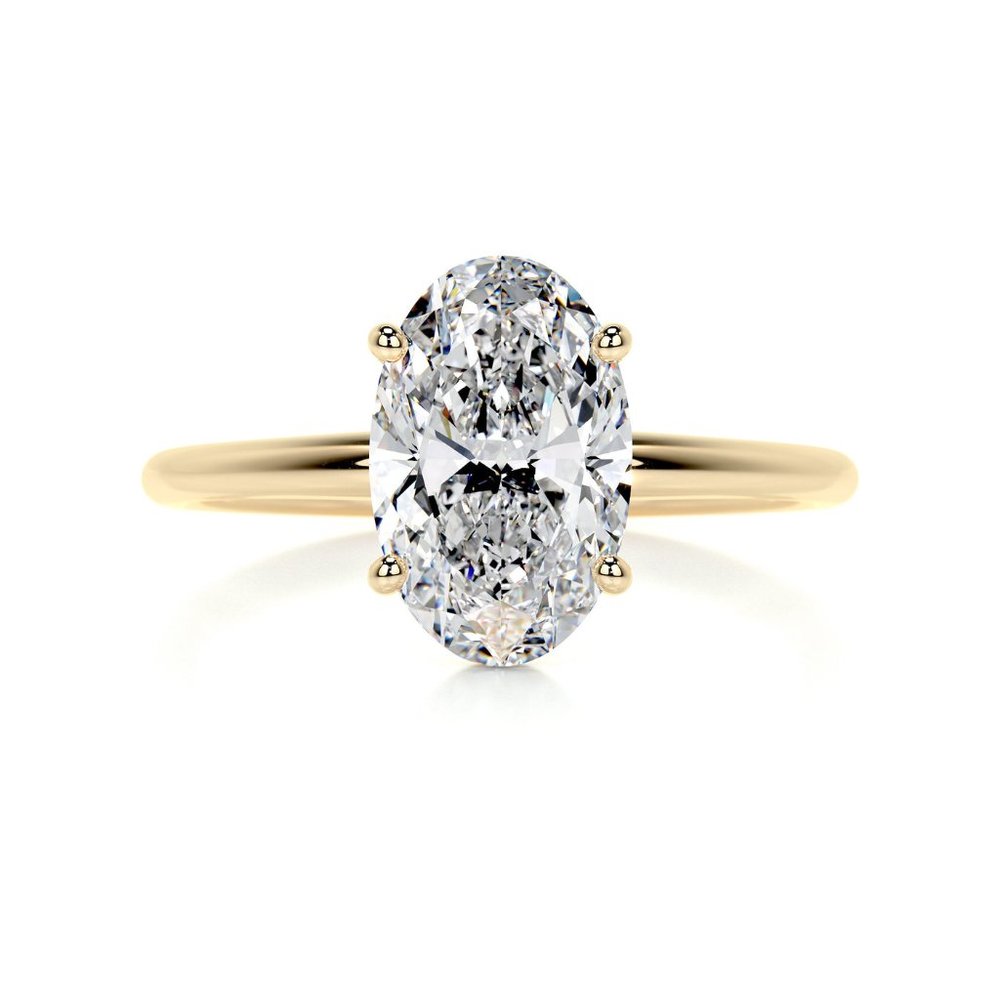 Certified 3ct. t.w. Oval Diamond in 10k Yellow Gold Solitaire Wedding Ring